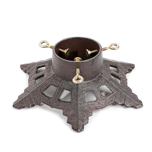 Cast Iron Christmas Tree Stand with Snowflake Base, Fits Up to 6ft Trees