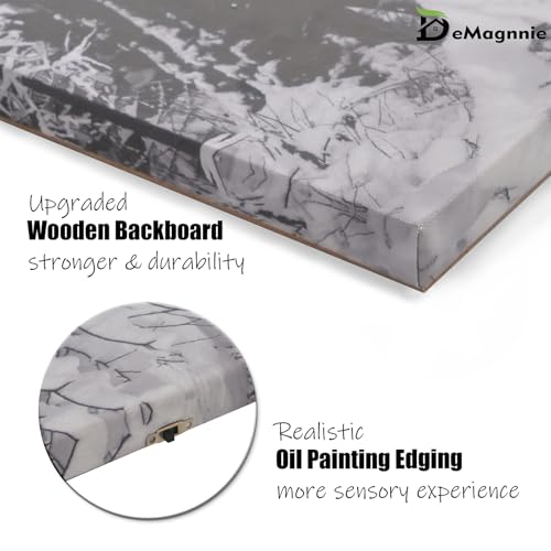 DEMAGNNIE 28x20 Inch Lighted Winter Wall Art - Framed Snowy Landscape with Timer, Battery Operated Christmas Decoration