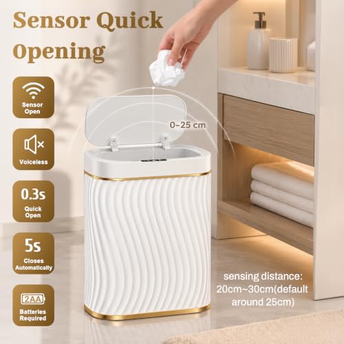 2.6 Gallon Automatic Bathroom Trash Can with Motion Sensor Lid