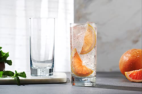 Highball Glasses Set of 4, 17 oz Drinking Glasses with Bubble Base, Red Series