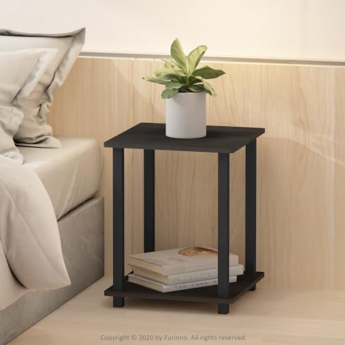 2-Tier Square End Table Set, Modern Nightstand for Bedroom and Living Room