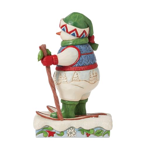 Jim Shore Snowman Figurine with Snowshoes - Holiday Resin Decor, 7 Inch