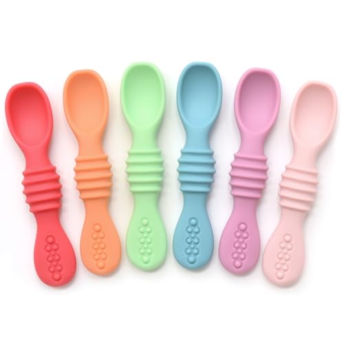 Silicone Baby Training Spoon Set 6-Pack for Self Feeding