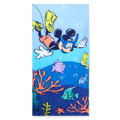 Disney Store Mickey Mouse Beach Towel for Kids, 29x58 Inches, Soft & Absorbent