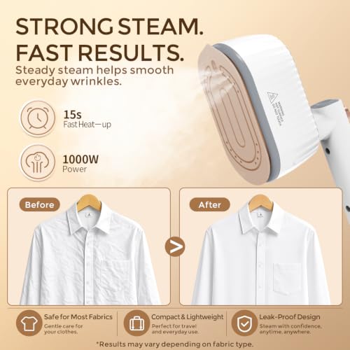 Portable Handheld Garment Steamer & Dry Iron - 2-in-1 Travel Wrinkle Remover