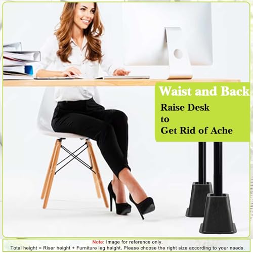 Heavy Duty 6 Inch Furniture Risers - 4 Pack Non-Slip Bed Lifts, Black