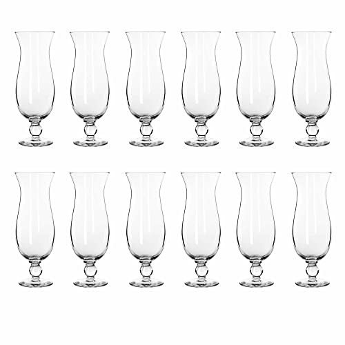 Clear 16 oz Hurricane Glass Set of 12 - Branded Drinkware for Cocktails - Blank Variation