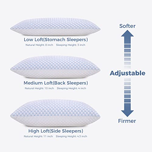 OSBED Shredded Memory Foam Queen Pillows Set of 2 - Cooling & Adjustable Loft