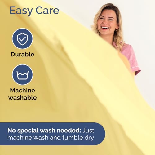 Twin Size Wrap Around Bed Skirt with 2 Pillowcases - 15-Inch Drop, Yellow