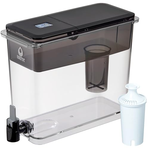 27-Cup Water Filter Pitcher Dispenser with Spigot & Filter - Black