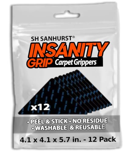 Non-Slip Rug Grippers for Hardwood Floors - 12 Pcs Washable Nano-Gel Tape