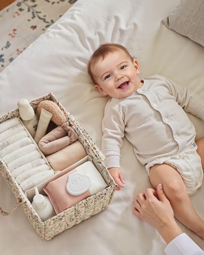 Blissful Diary Floral Diaper Caddy Organizer - Pastoral Daisy Nursery Storage Basket