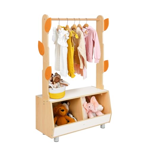 Kids Dress Up Rack Tree-Shaped Costume Organizer with Storage Compartments