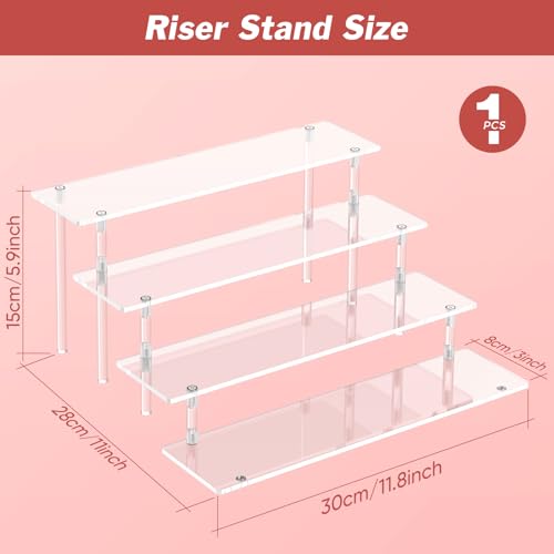 4-Tier Clear Acrylic Display Riser Shelf for Perfume, Figures & Desserts