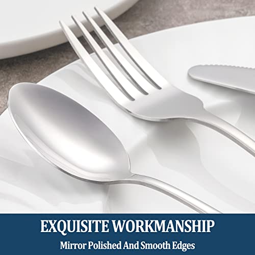 Stainless Steel Dinner Forks, Set of 16 - 8 Inch Mirror Finish Flatware