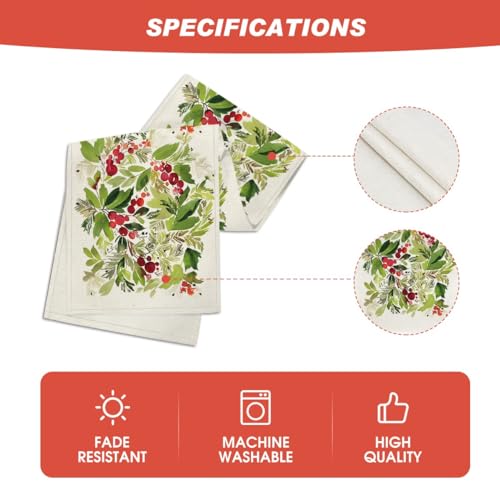 Holly Christmas Table Runner 13 x 108 in Green by Artoid Mode