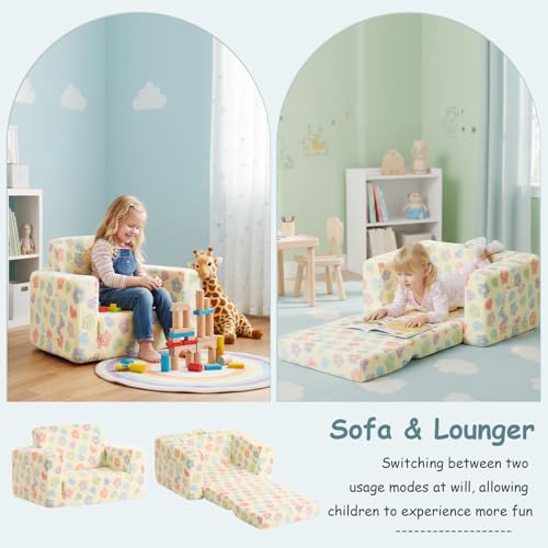2-in-1 Foldable Kids Sofa and Lounger - Convertible Toddler Armchair