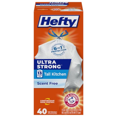 13 Gallon Tall Kitchen Trash Bags with Drawstring - White, Unscented, 40 Count