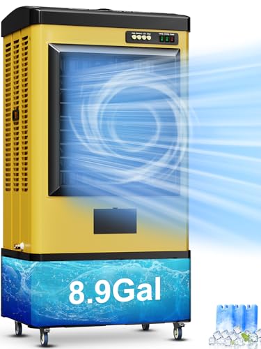 Portable Evaporative Air Cooler 2700 CFM Swamp Cooler with 8.9 Gal Tank