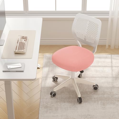 Pink Small Armless Swivel Office Desk Chair - Breathable Mesh, Adjustable Height