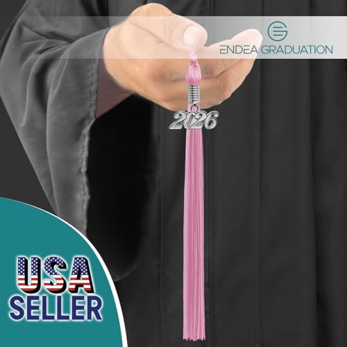 Pink Graduation Tassel with Silver 2026 Date Drop Charm