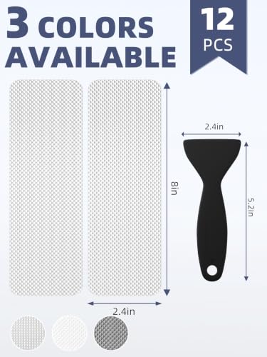 Secopad Clear Non-Slip Bathtub Stickers (12 Pack, 2.4x8 in) with Scraper
