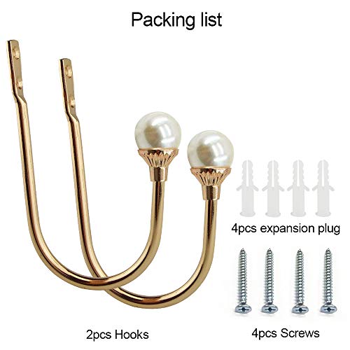 U-Shaped Pearl Curtain Holdbacks - 2 Pack Wall-Mounted Metal Curtain Hooks