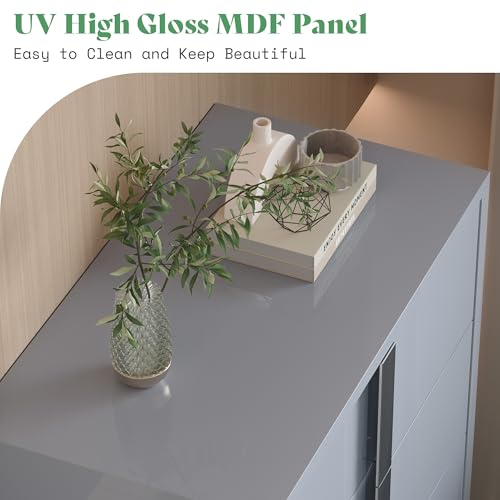 4-Piece Modern Bedroom Furniture Set with High Gloss Storage Drawers