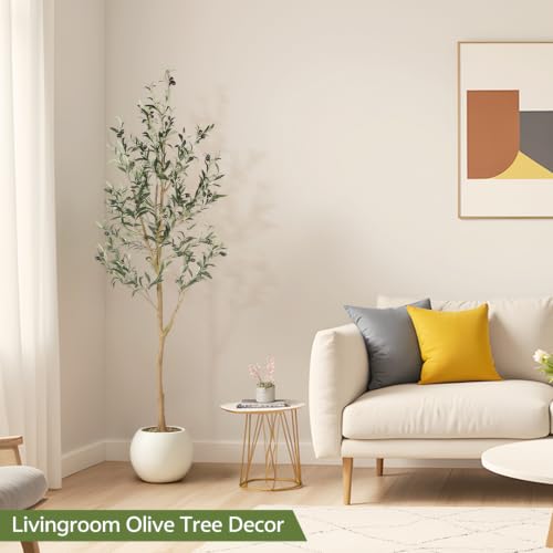 6ft Faux Olive Tree with Natural Trunk & Realistic Leaves