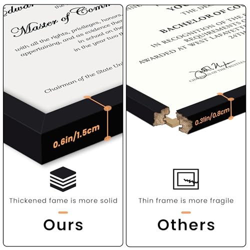 Black 8.5 x 11 Certificate Frame - Diploma & Document Wall or Tabletop Display