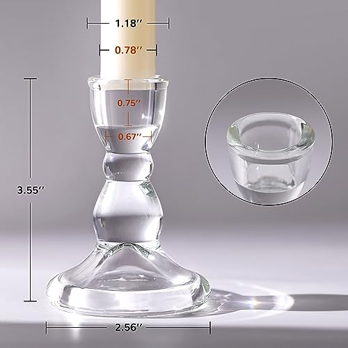24 Pcs Taper Candle Holders Bulk Set 3.55''x2.56'' for Weddings & Home Decor