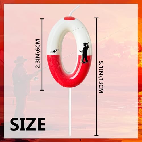 Fishing Bobber Birthday Number Candle, Red and White Cake Topper