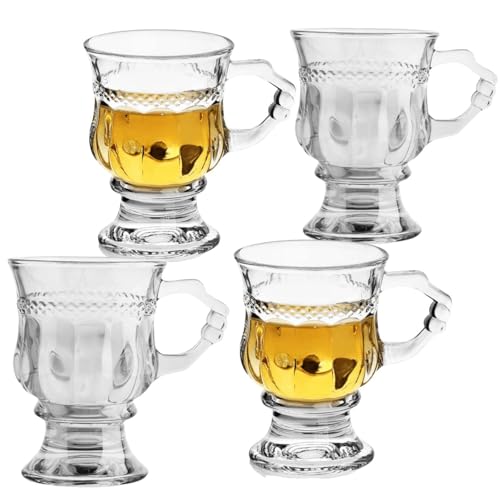 Double Wall Irish Coffee Mugs Set - Heat-Resistant Crystal Glass Cups for Hot & Cold Beverages