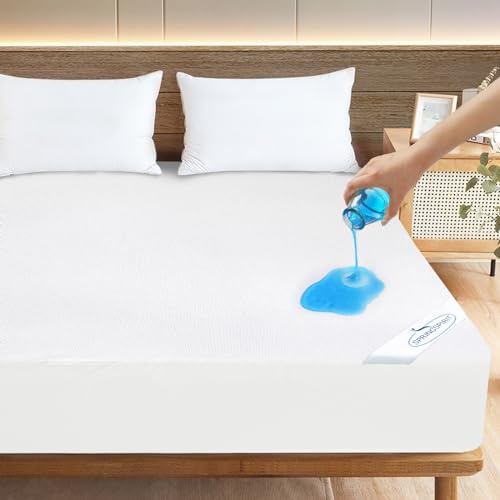 Springspirit Queen Size Waterproof Mattress Protector, Breathable Fitted Sheet Cover