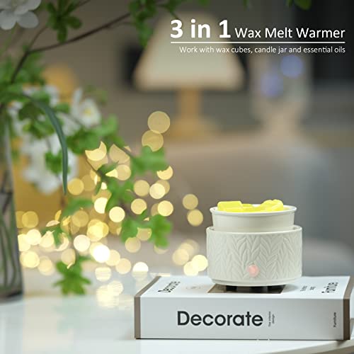 Ceramic Wax Melt Warmer - 3-in-1 Electric Fragrance Oil Burner for Home Decor