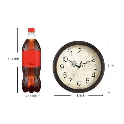 8-Inch Vintage Wall Clock, Silent Battery Operated Retro Quartz Timepiece
