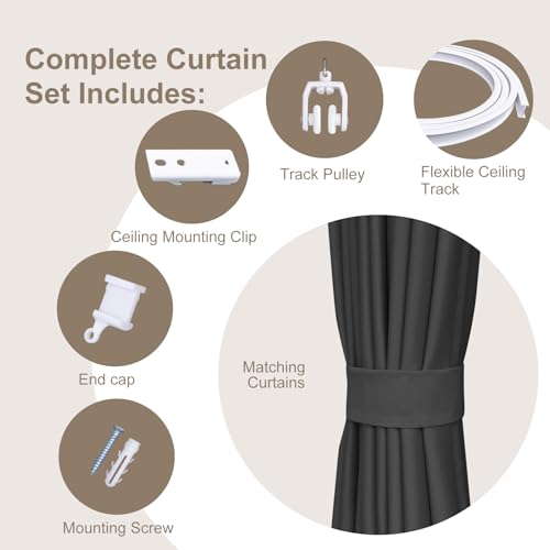 Blackout Room Divider Curtain Set with Flexible Ceiling Track - 100x84 in