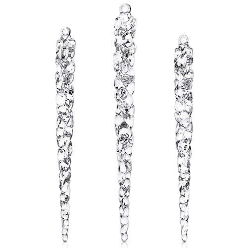 Patelai 3 Pcs Acrylic Icicle Christmas Ornaments - 3 Sizes, Clear Holiday Decor