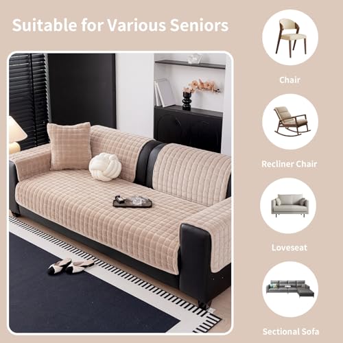 Velvet Sectional Sofa Cover - Non-Slip Washable Furniture Protector