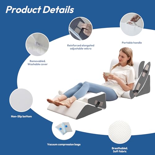 6-Piece Wedge Pillow Set for Post-Surgery Recovery & Comfort