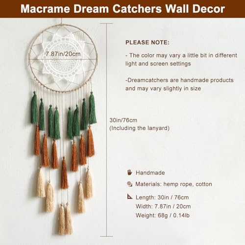 Macrame Dream Catcher Wall Hanging, Large Boho Tassel Decor for Bedroom