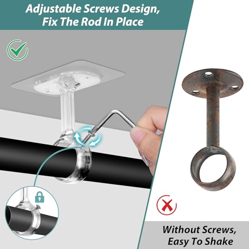 6-Pack Self-Adhesive Ceiling Curtain Rod Brackets, Heavy Duty No-Drill Hooks