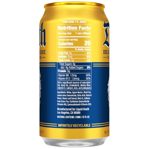 Liquid Death Dead Billionaire Iced Tea and Lemonade 12 Fl Oz 12 Pack