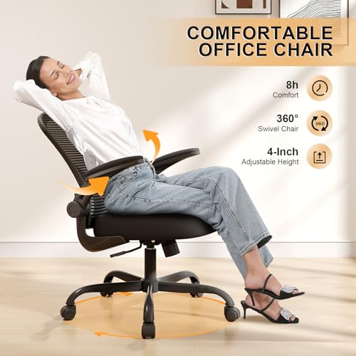 Ergonomic High Back Mesh Office Chair with Flip-Up Armrests & Lumbar Support