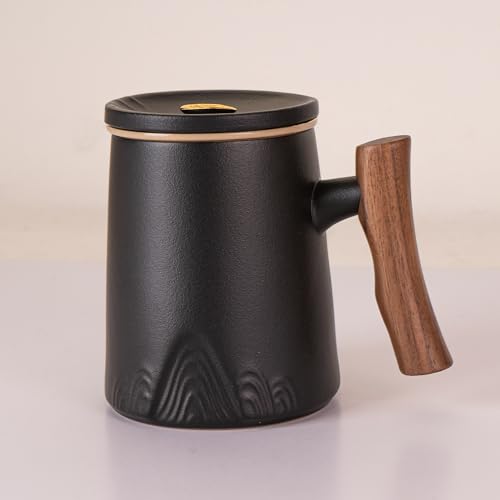 Urban Tokyo Black Tea Cup with Lid & Porcelain Infuser 15oz - Hot Beverage Mug