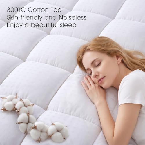 EASELAND Queen Size Mattress Pad Quilted Pillow Top Mattress Topper White