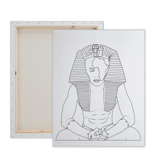 Pharaoh Pre-Drawn Stretched Canvas Painting Kit for Adults, 12x16 Inch