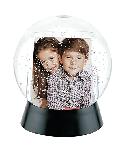 DIY Double-Sided Photo Snow Globe - Sphere Picture Frame with Black Base
