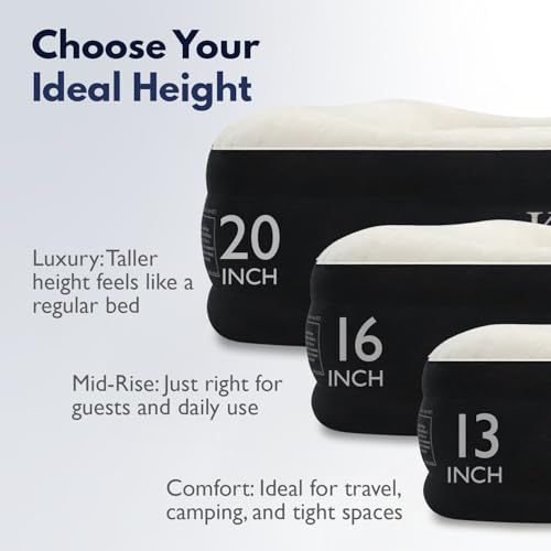 Queen Air Mattress with Built-in Pump, Inflatable Blow Up Guest Bed