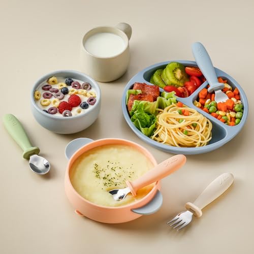 8-Piece Toddler Utensils Set with Silicone Anti-Choke Handles